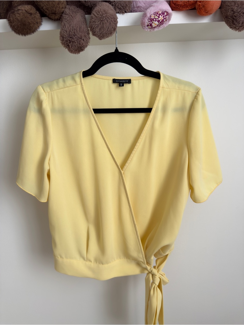 Dynamite Yellow Wrap Front Tie Blouse Size S